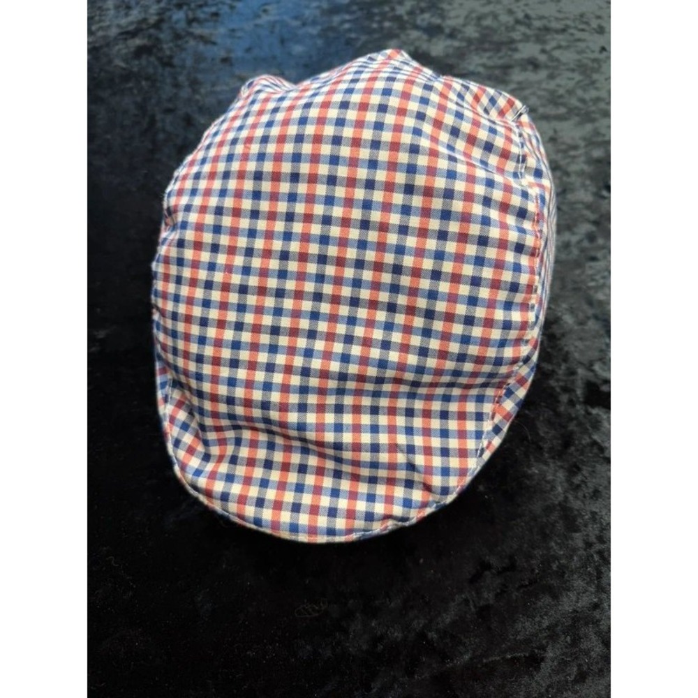 Cremieux Mens S/M Plaid Flat Cap Newsboy Ivy Driving Cotton Hat Red Blue